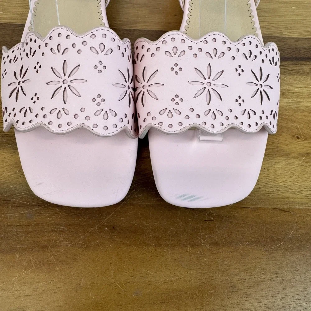 New NWOB Big‎ Kids Nordstrom Leah Faux Leather Pink Heeled Sandals Size 5 Y